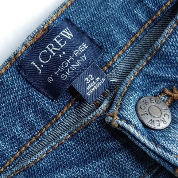 J. Crew High Rise Skinny Jeans Minimalist Raw Hem Medium Wash Ankle Crop Pant - Picture 7 of 10